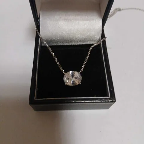 DIAMONIQUE 3CT TW EAST WEST OVAL CUT NECKLACE STERLING SILVER 