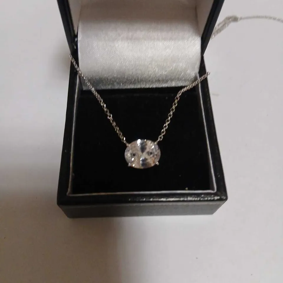 DIAMONIQUE 3CT TW EAST WEST OVAL CUT NECKLACE STERLING SILVER 