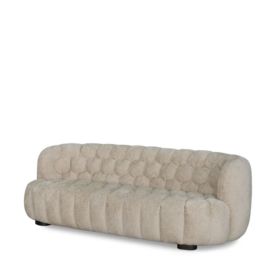 BRAND NEW BOXED HUIT OCTO 3 SEATER GLAM FABRIC SOFA - SAND