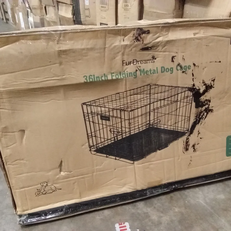 BOXED KEPLIN FUR DREAMS 36" FOLDING METAL DOG CAGE 