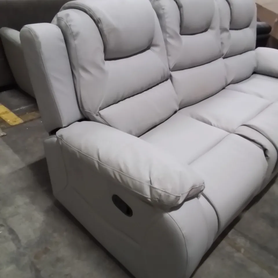DESIGNER GREY FABRIC 3-SEATER SOFA WITH RECLINING FEATURES