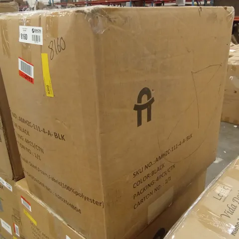 BOXED VELVET DINING CHAIRS BLACK