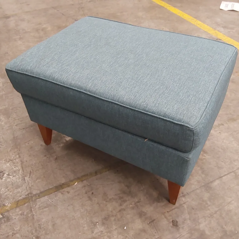 QUALITY DESIGNER FABRIC UPHOLSTERED FOOTSTOOL - TURQUOISE 