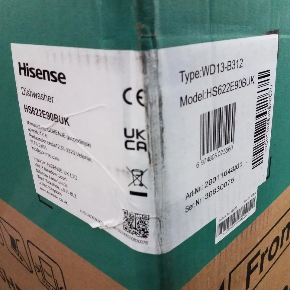 BOXED HISENSE FREESTANDING STANDARD DISHWASHER - UNPROCESSED RAW RETURN