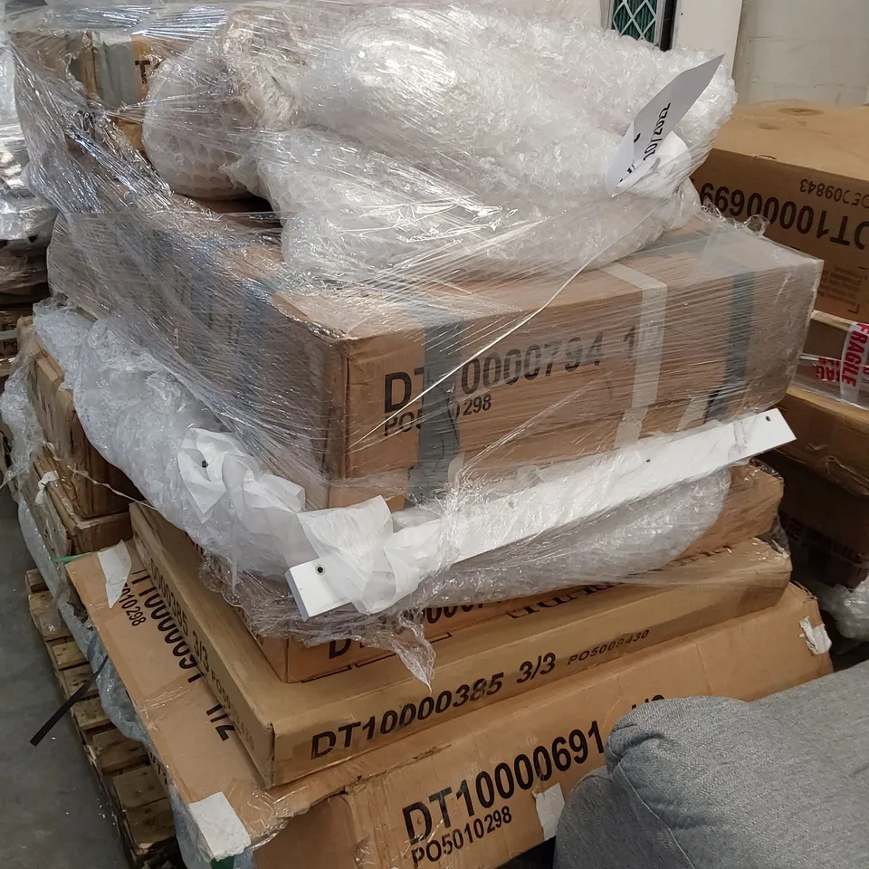 PALLET OF ASSORTED BOXED DINING TABLE PARTS 