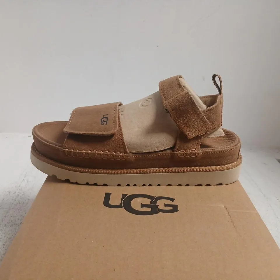 UGG SANDALS CAMEL, UK 8 (US 10, EU 41) – BOXED