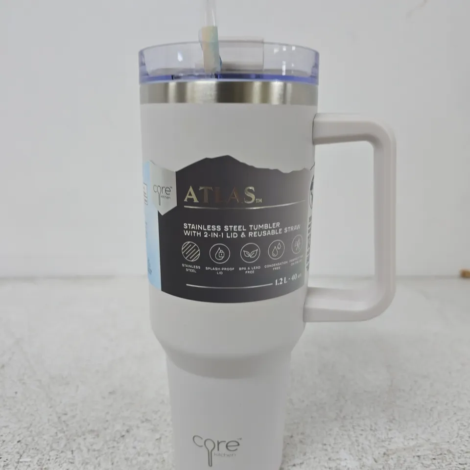 ATLAS STAINLESS STEEL TUMBLER WITH 2-IN-1 LID & REUSABLE STRAW