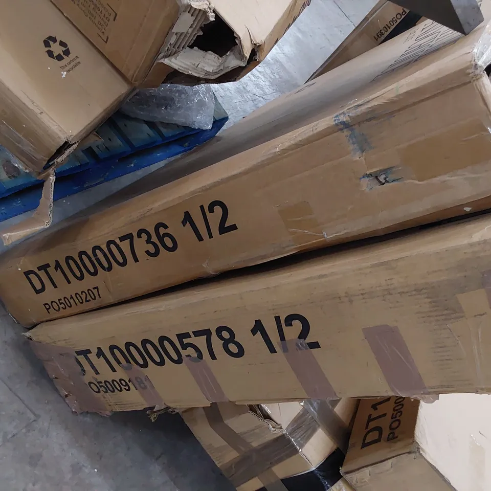 PALLET OF ASSORTED BOXED DINING TABLE PARTS 