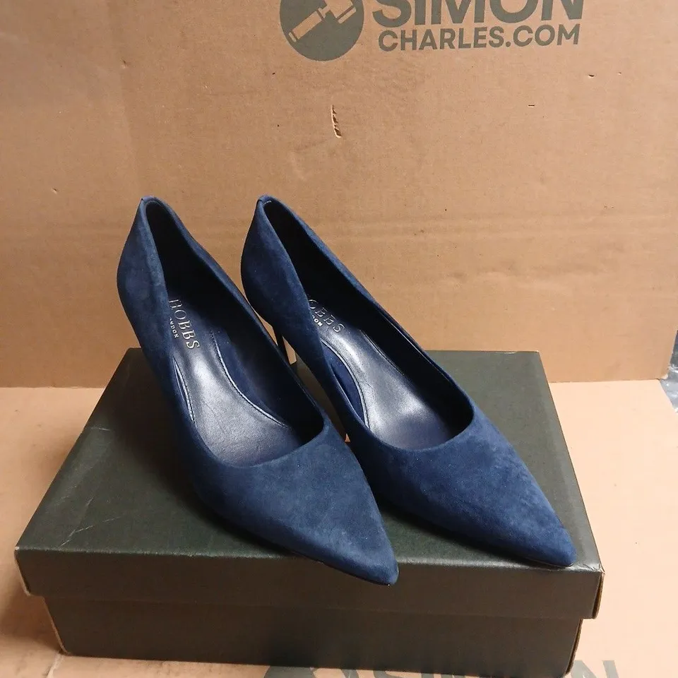 HOBBS LONDON BLUE SUEDE HIGH HEEL PUMPS – WOMEN'S, POINTED TOE BOXED SIZE 38 UK 5