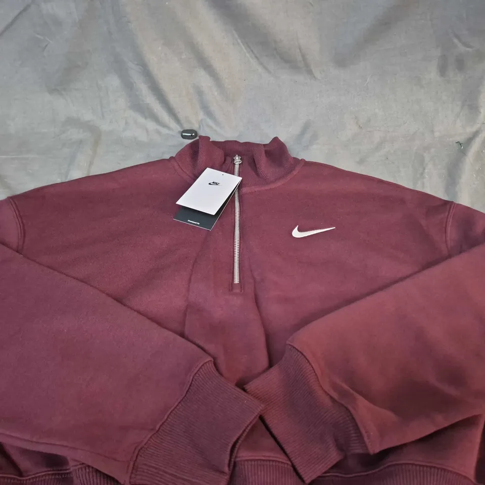 NIKE ZIP-THROUGH SWEATSHIRT – MAROON - SIZE M