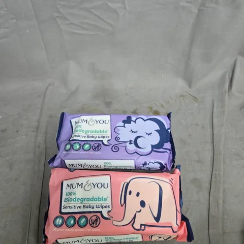BOX OF APPROXIMATELY 12 PACKS OF MUM & YOU BABY WIPES 56 WIPES PER PACK