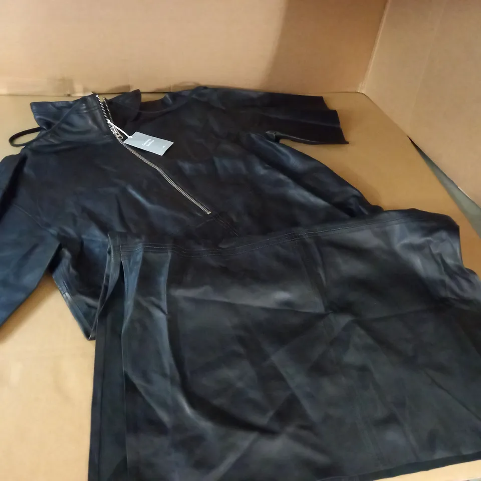 H&M GENUINE LEATHER ZIP THROUGH DRESS IN BLACK - EUR S