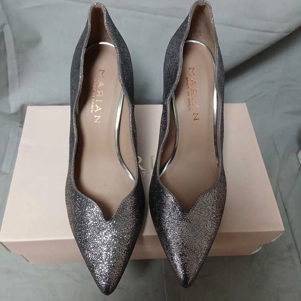 MARIAN DESIGNER SHOES – GLITTER SILVER HIGH HEELS, UK 6.5 (EU 39)