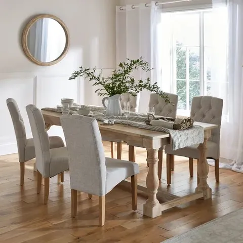 BOXED BRIDGET 6-8 SEATER RECTANGULAR EXTENDABLE DINING TABLE, WHITEWASH MANGO WOOD (1 BOX)