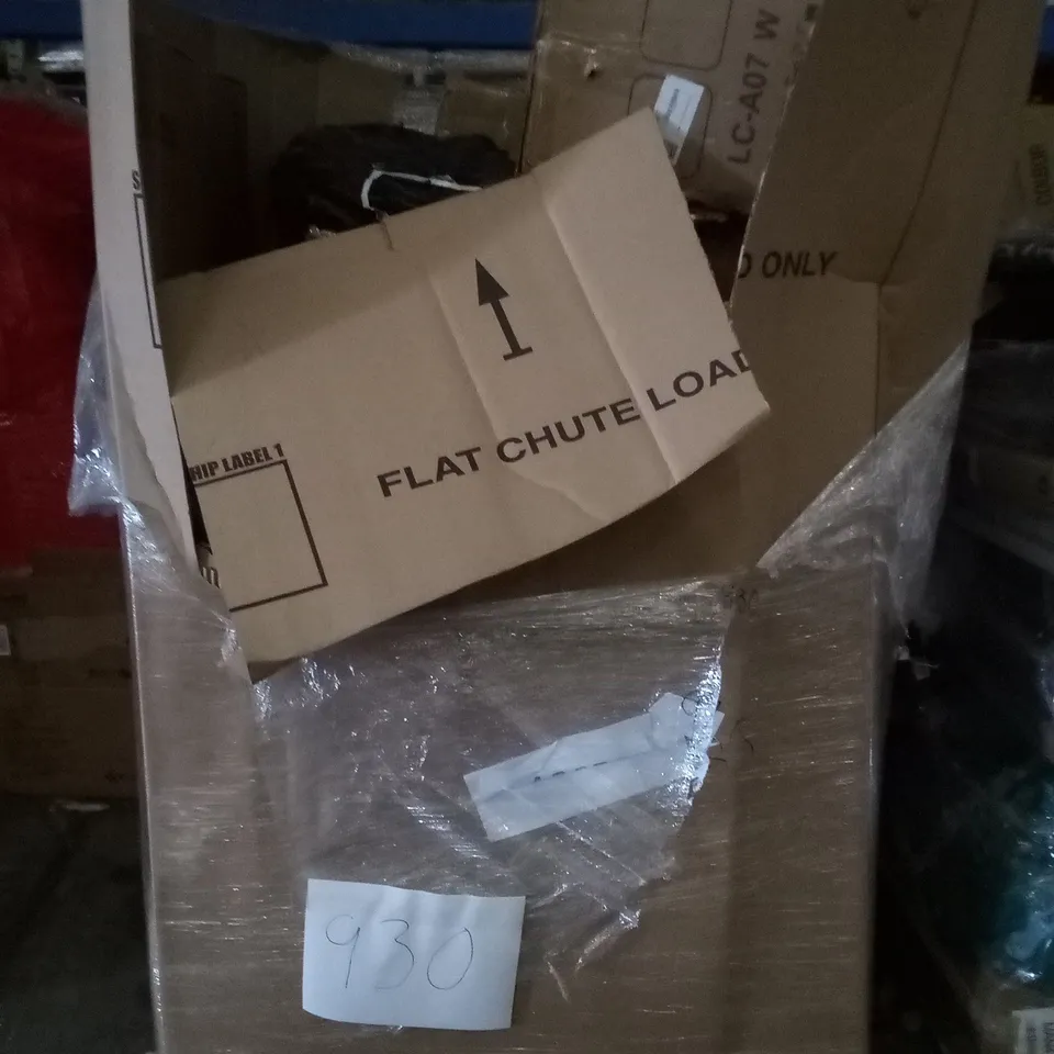 UNPROCESSED PALLET OF ASSORTED HOUSEHOLD GOODS TO INCLUDE CEILING FAN WITH LIGHT, FOPAMINTRI ARTIFICIAL PLANT, AND BOXED OFFICE CHAIR