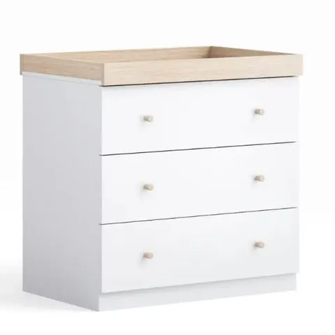 BOXED LITTLE ACORNS BURLINGTON DRESSER/CHANGER - WHITE/OAK (2 BOXES)