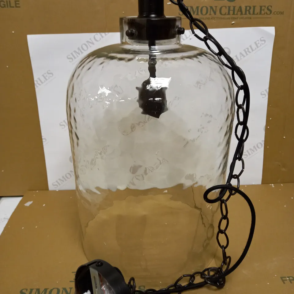 DAR LIGHTING TIGODA 1LT SINGLE PENDANT BRONZE AND GLASS LIGHT FIXTURE 