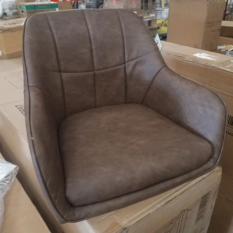 BOXED SET OF 2 DARK BROWN FAUX LEATHER DINING CHAIRS