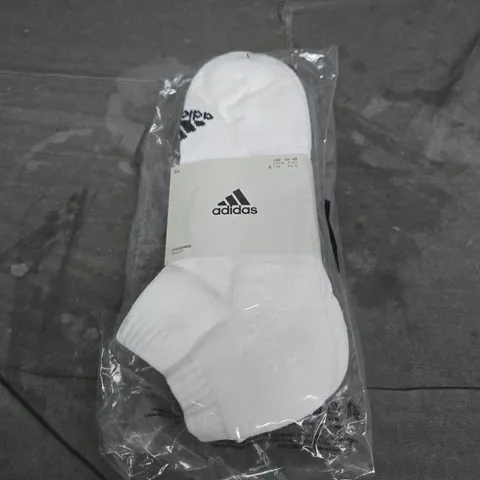 ADIDAS CUSHIONED SOCKS – WHITE, UK 9-11 (EU 43-45)