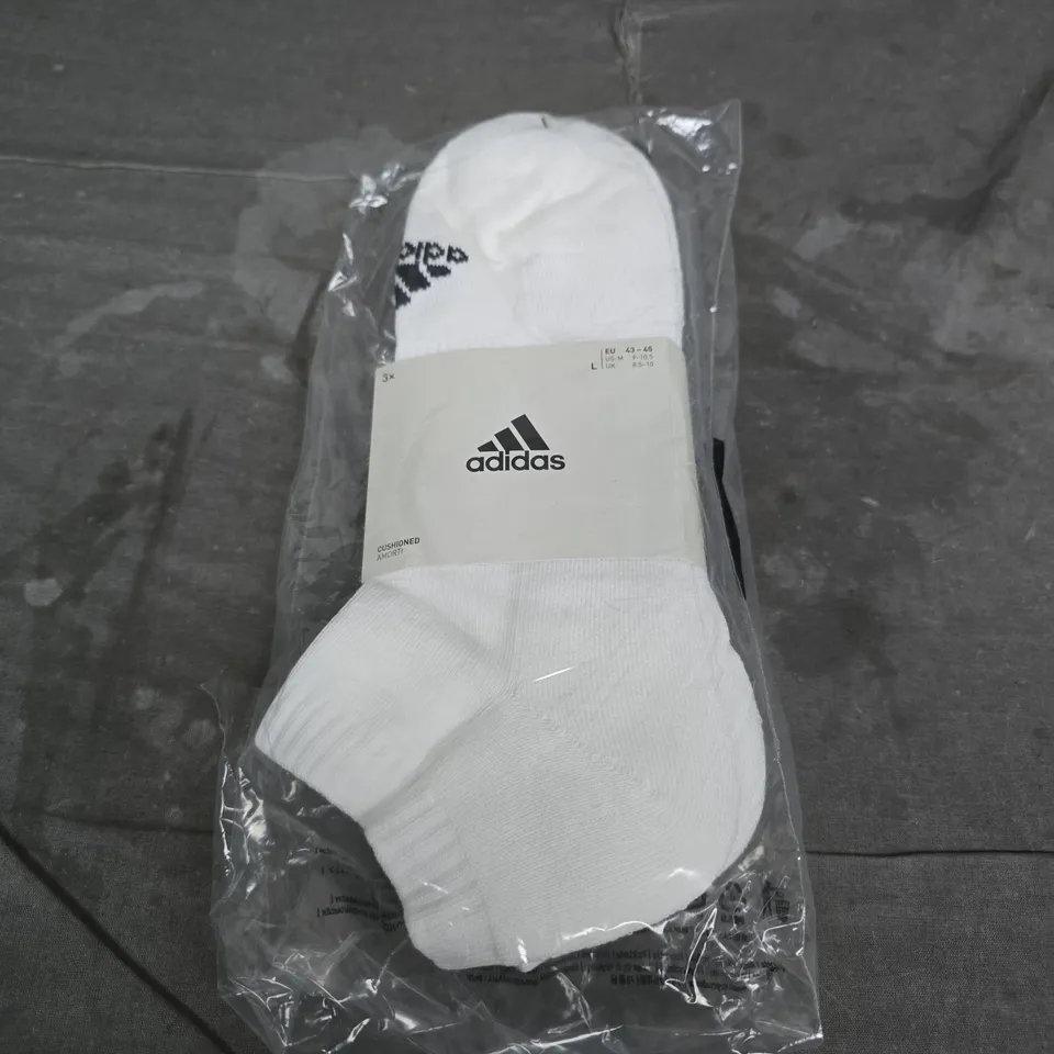 ADIDAS CUSHIONED SOCKS – WHITE, UK 9-11 (EU 43-45)
