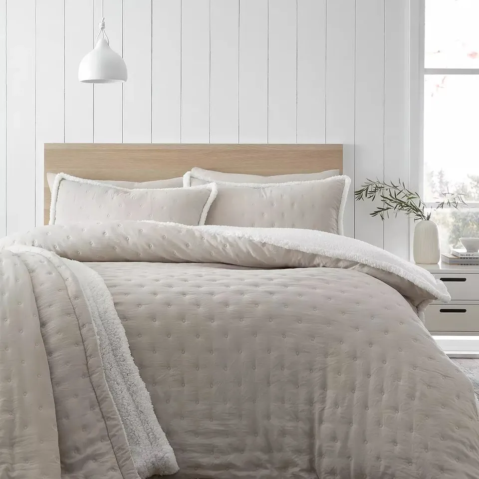 CATHERINE LANSFIELD COSY NORI KING SIZE DUVET SET IN BEIGE