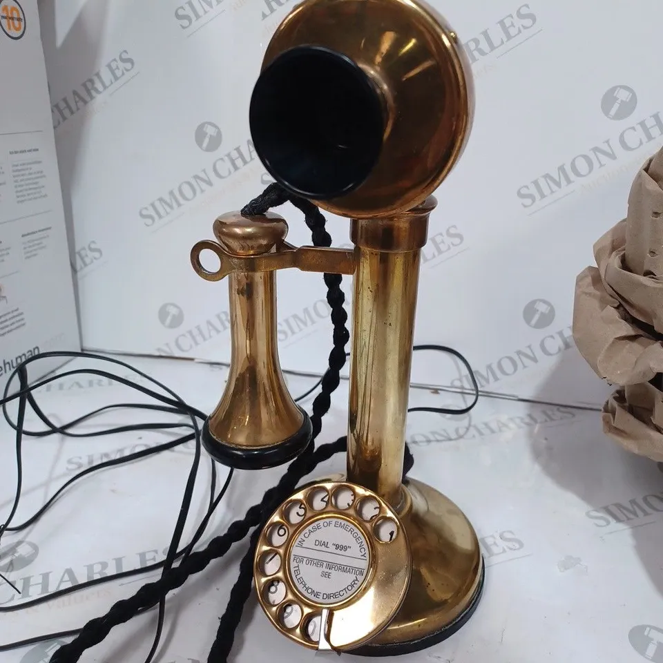 BRASS 1920'S STYLE CANDLESTICK ROTARY TELEPHONE
