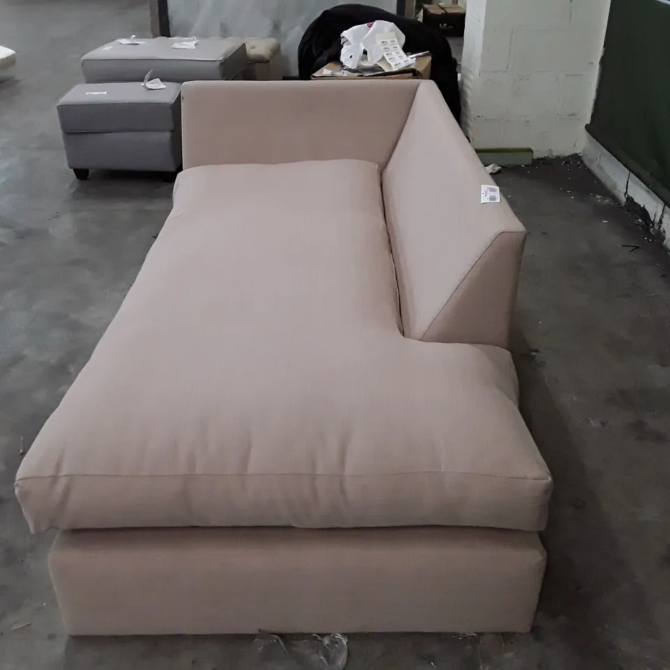 QUALITY DESIGNER ALDERTON CHAISE SOFA - BEIGE FABRIC 