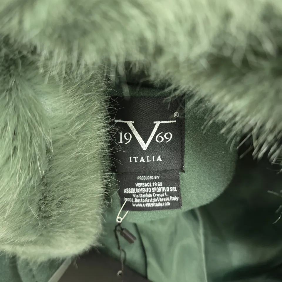 19V69 ITALIA GIACCA VERSACE GREEN FAUX FUR JACKET - SIZE S