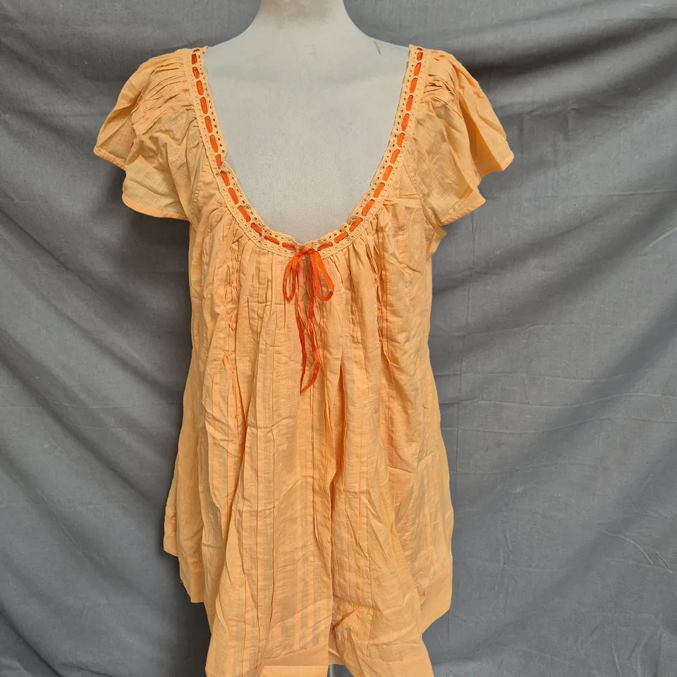 ANTHROPOLOGIE SCOOP NECK DRESS - ORANGE - SIZE LARGE
