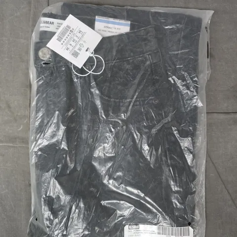 PULL & BEAR LEOPARD PRINT STRAIGHT LEG JEANS IN BLACK SIZE UK 6