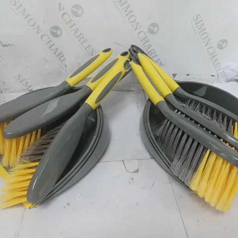 6 GEORGE HOME DUSTPANS AND BRUSHES IN GREY/YELLOW