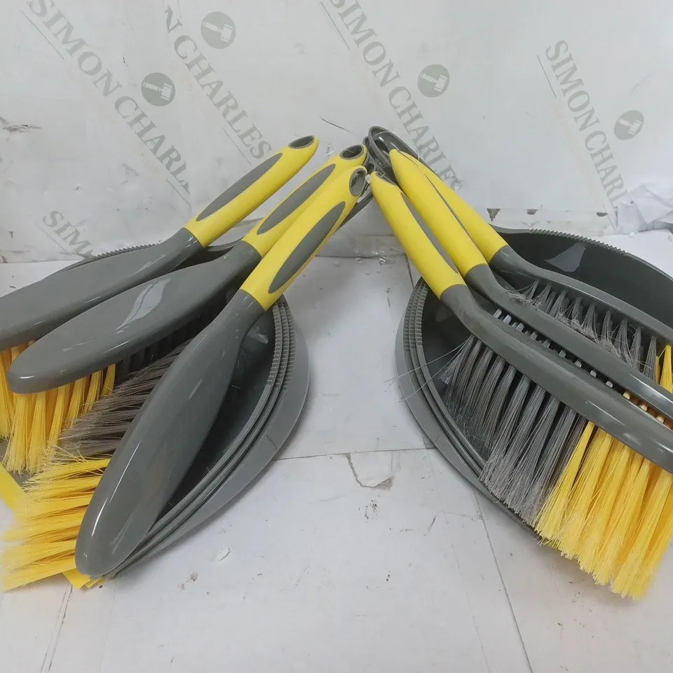 6 GEORGE HOME DUSTPANS AND BRUSHES IN GREY/YELLOW