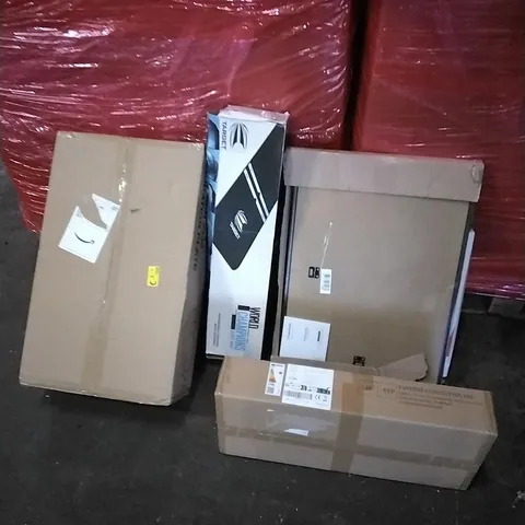 PALLET OF HOUSEHOLD ITEMS TO INCLUDE DARTS MAT,LED CEILING LIGHT, PICTURE FRAMES, LED DIMMABLE CEILING LIGHT, VIBRATION PLATE AND OTHER ASSORTED ITEMS...