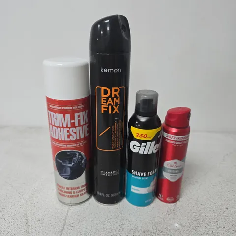 APPROXIMATELY 12 ASSORTED AEROSOLS TO INCLUDE OLD SPICE ORIGINAL, GILLETTE SHAVE FOAM, KEMON DREAMFIX HAIRSPRAY, ETC - COLLECTION ONLY