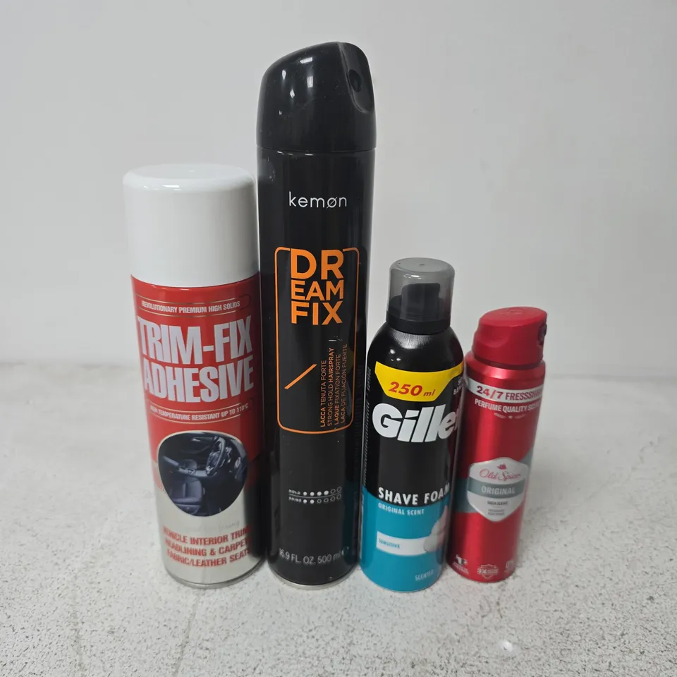 APPROXIMATELY 12 ASSORTED AEROSOLS TO INCLUDE OLD SPICE ORIGINAL, GILLETTE SHAVE FOAM, KEMON DREAMFIX HAIRSPRAY, ETC - COLLECTION ONLY