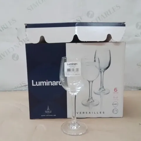 BOXED LUMINARC 5CL WINE GLASSES APPROXIMATELY 24