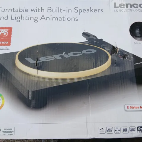 BOXED LENCO LS-50LEDBK V2 LED TURNTABLE WITH BUILT IN SPEAKERS 