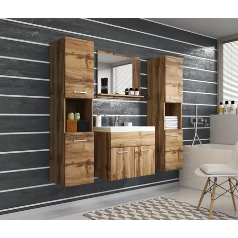 BOXED DOYON 120Γ132Γ35CM WALL MOUNTED BATHROOM STORAGE FURNITURE SET (3 BOXES)