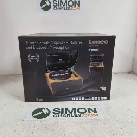 BOXED LENCO TURNTABLE WITH 4 SPEAKERS AND BLUETOOTH RECEPTION - LS-570OK