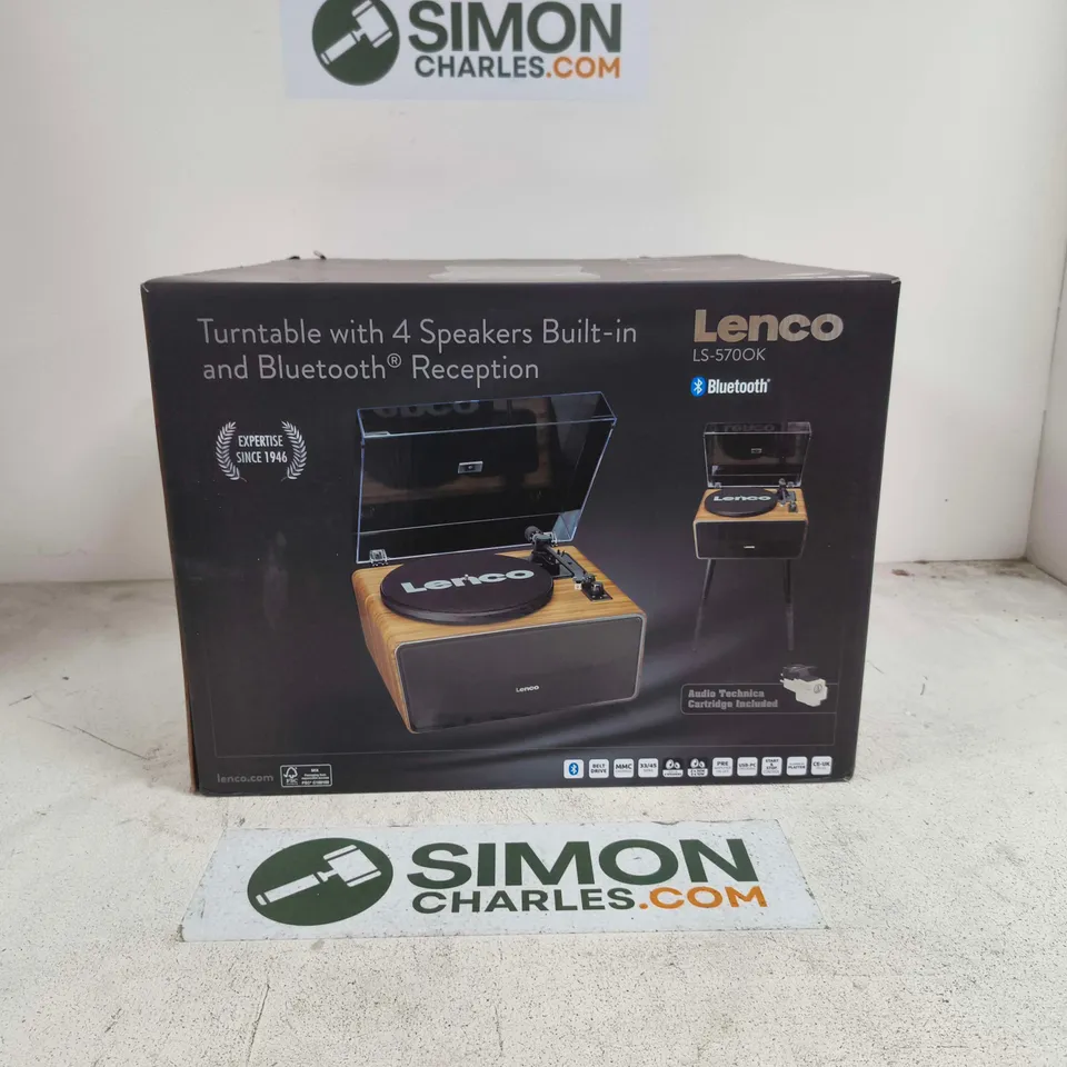 BOXED LENCO TURNTABLE WITH 4 SPEAKERS AND BLUETOOTH RECEPTION - LS-570OK