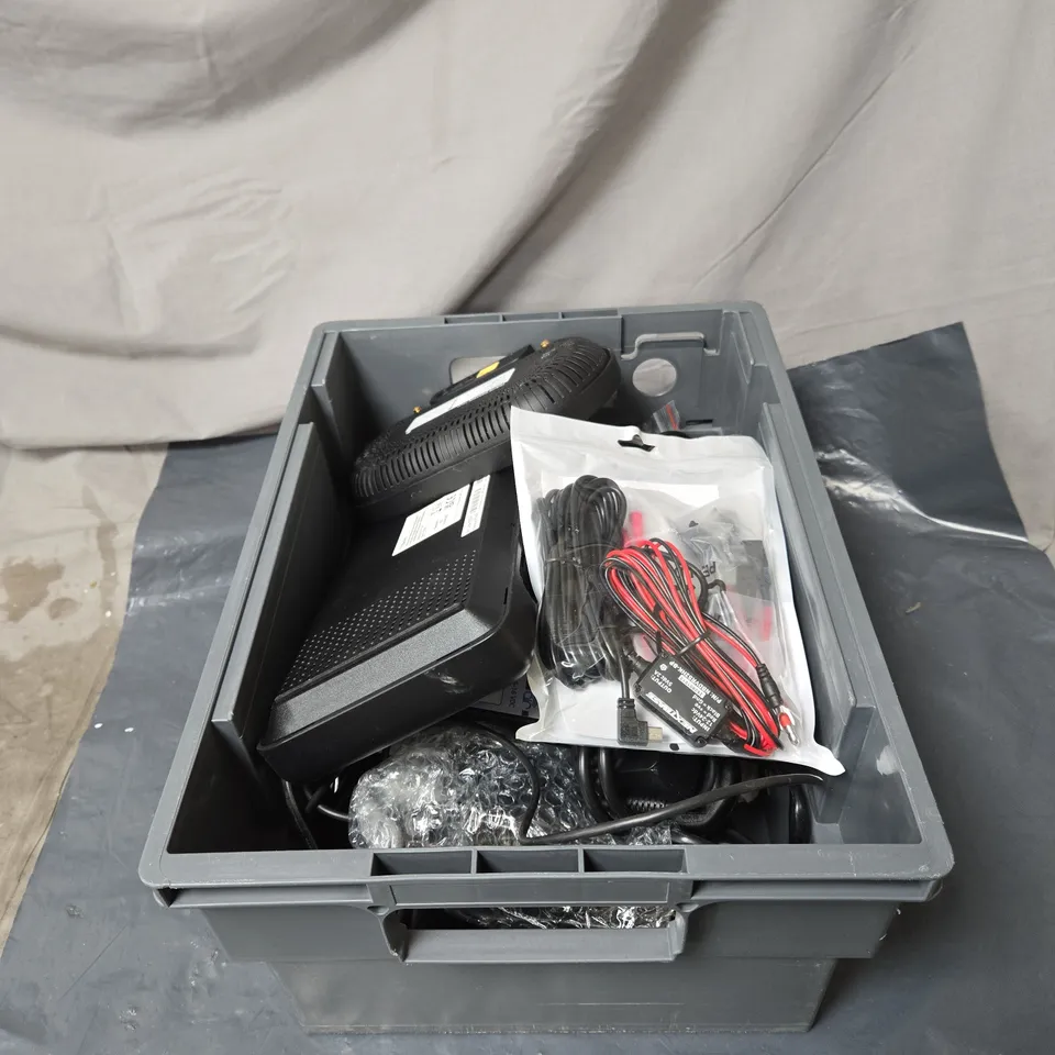 APPROXIMATELY 12 ASSORTED ITEMS TO INCLUDE ROUTER, TV BOX PRO, CABLES ETC