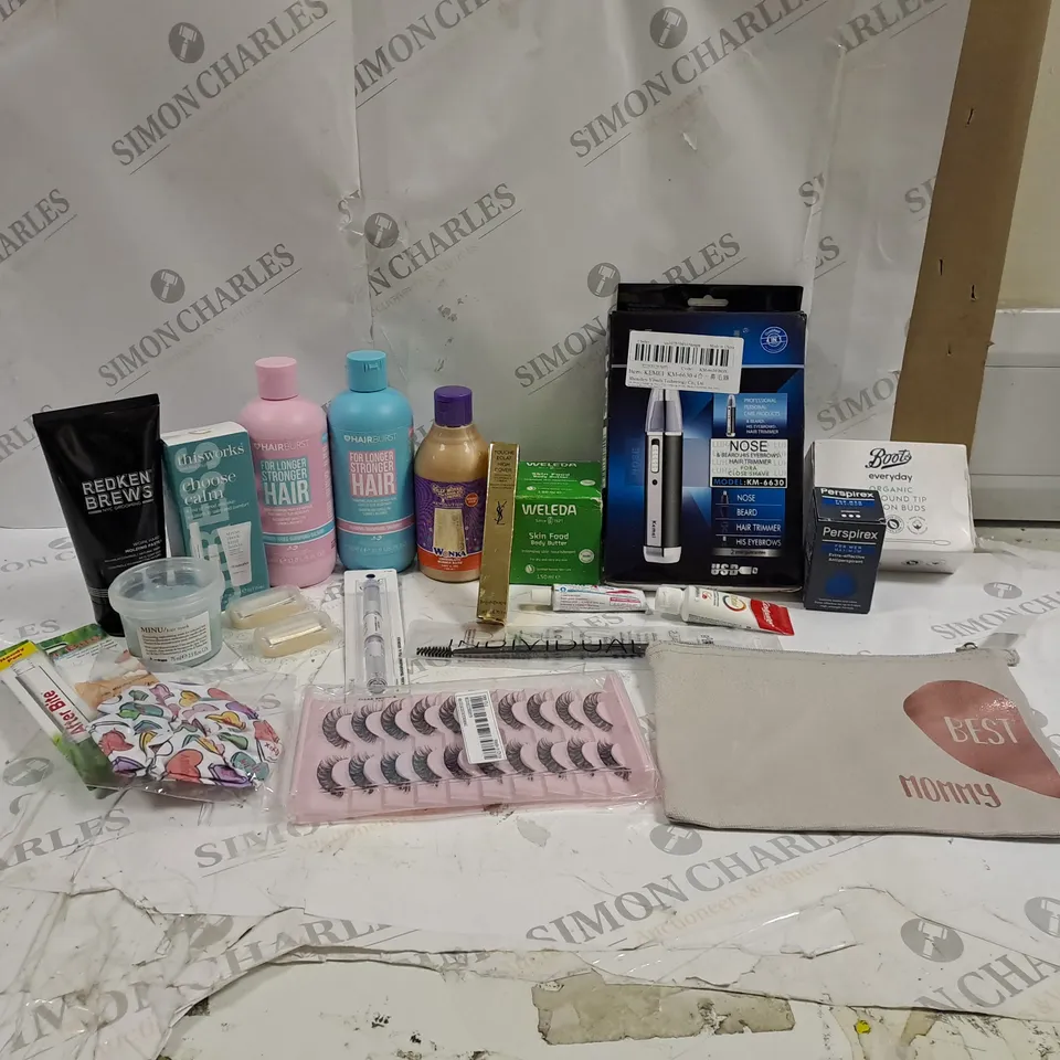 BOX OF APPROXIMATLY 20 ITEMS TO INCLUDE COLGATE, YSL, REDKEN BREWS ETC 