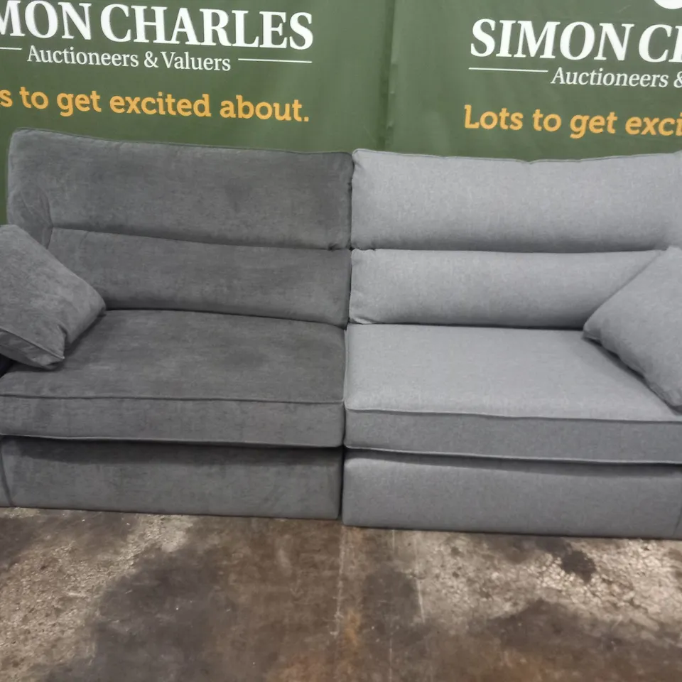 DESIGNER BRITISH MADE STAMFORD GREY FABRIC SOFA SECTIONS