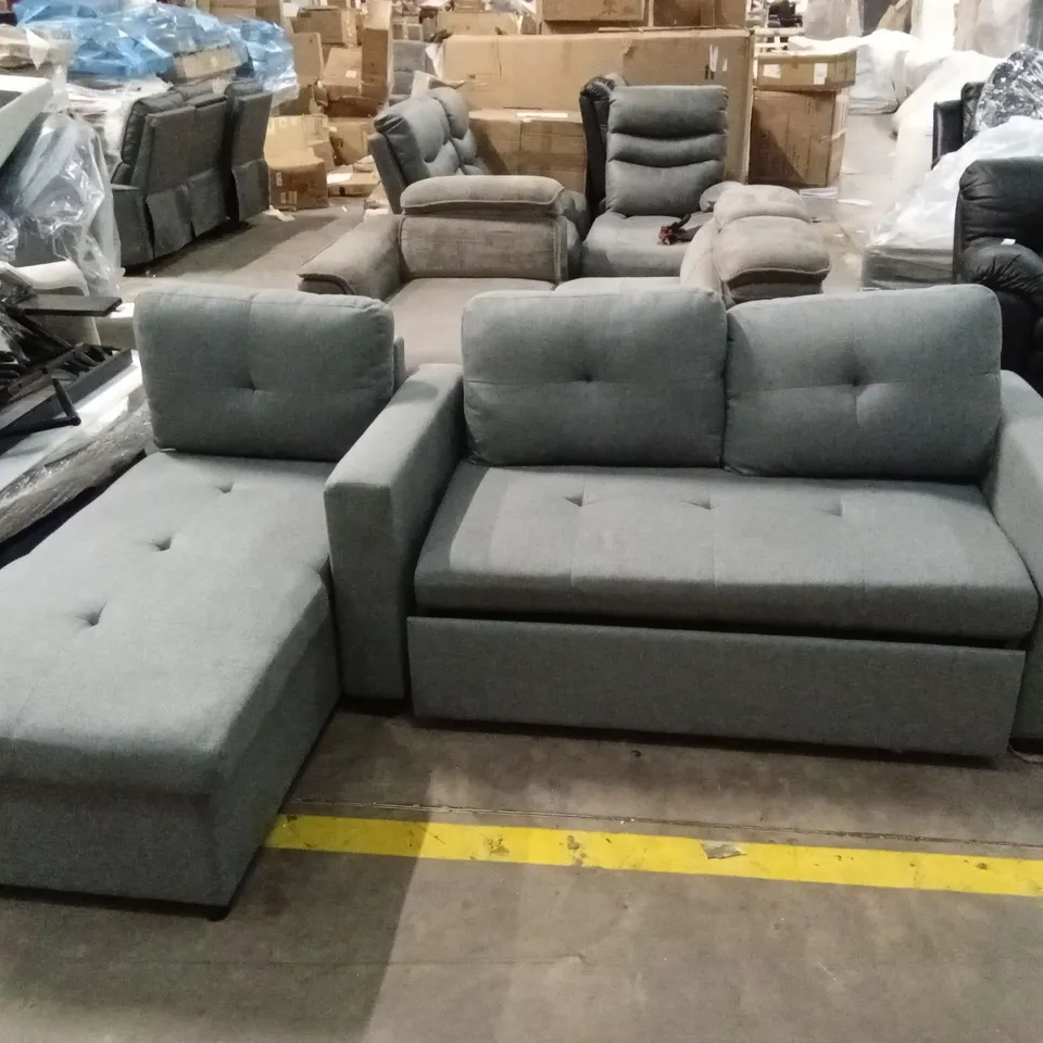 DESIGNER 3 FABRIC UPHOLSTERED CHAISE SOFA BED