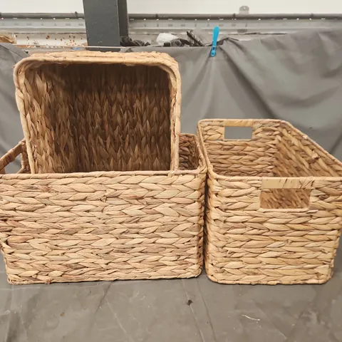 SET OF 3 NATURAL WICKER STORAGE BASKETS 
