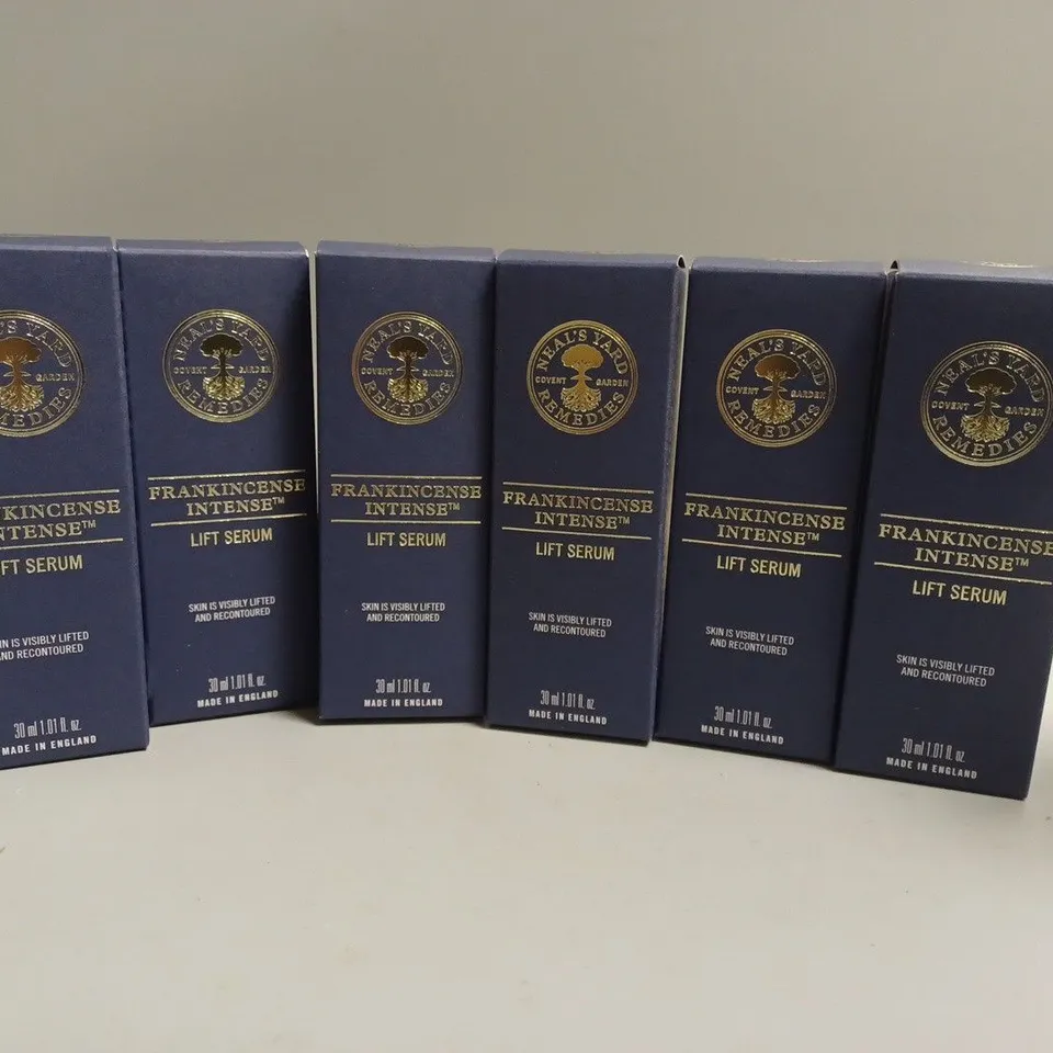6 BOXED NEAL'S YARD REMEDIES FRANKINCENSE INTENSE LIFT SERUM 30ML 