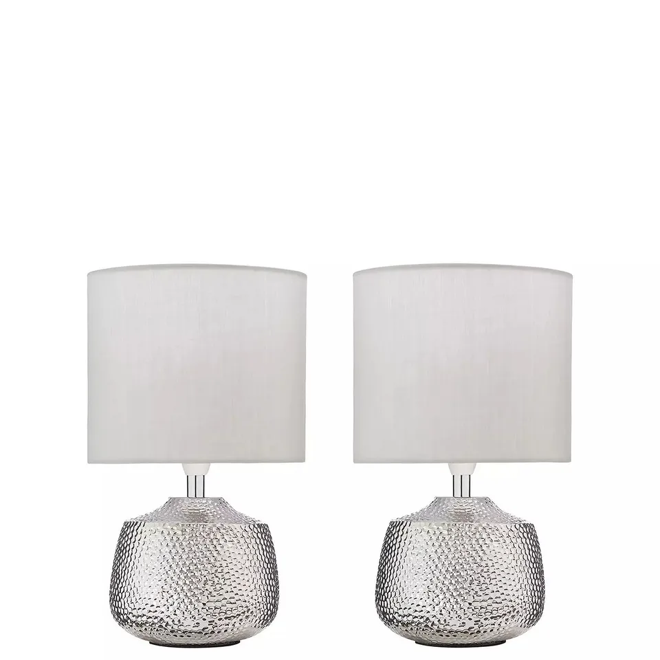 BOXED SET OF 2 HAMMER METAL TOUCH TABLE LAMPS  RRP £55