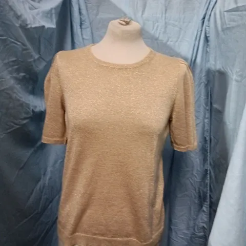 WYSE LONDON KNIT TOP – GOLD SPARKLE, SHORT SLEEVES, SIZE 1