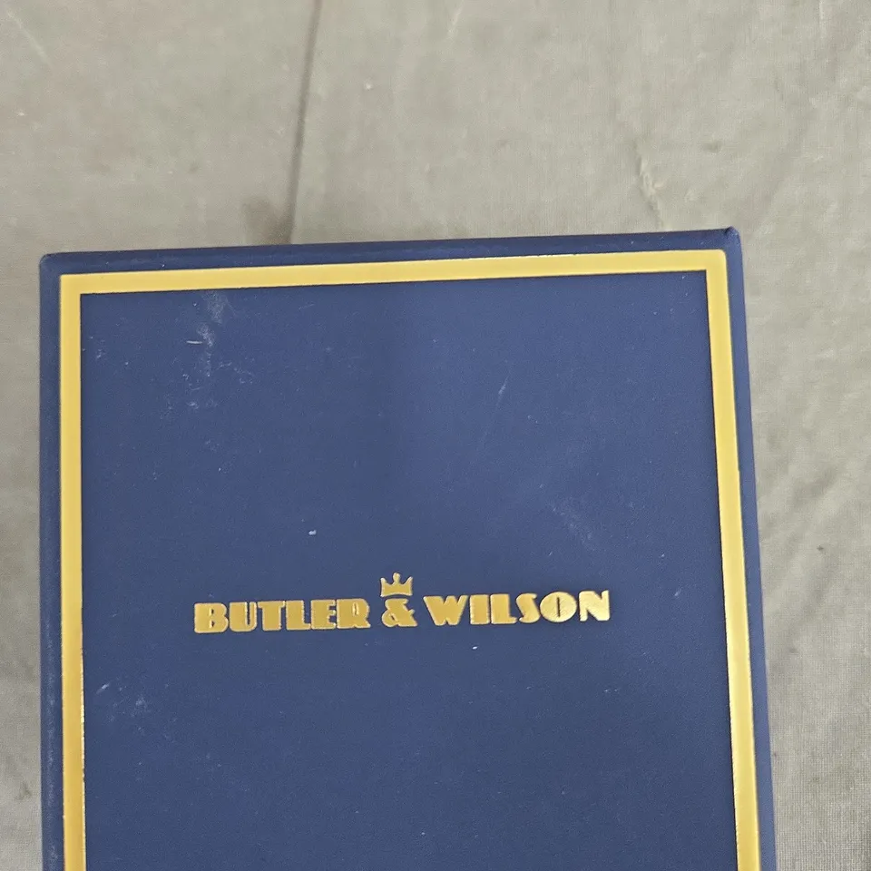 BUTLER & WILSON BUTTERFLY EARRINGS – PINK/PURPLE CRYSTAL WITH CLEAR CRYSTALS, BOXED