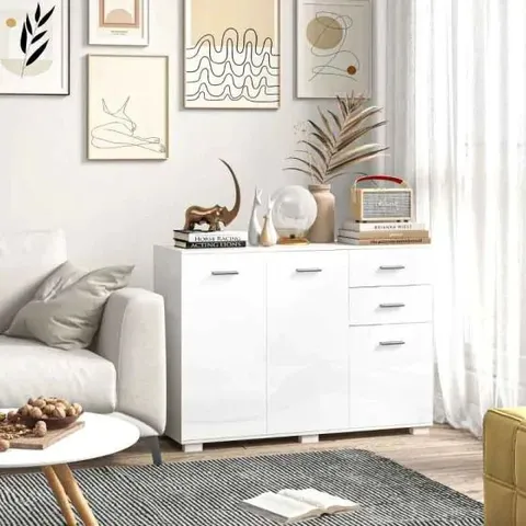 HOMCOM SIDEBOARD WITH SHELVES - WHITE